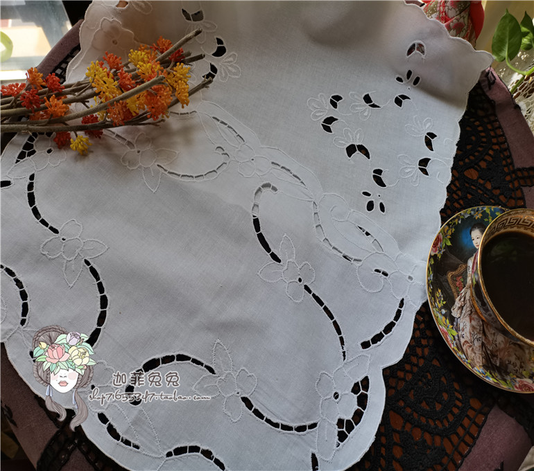 Ex-gratia @ foreign trade original single pure cotton white machine embroidered button flower dining cushion decorative cover towels