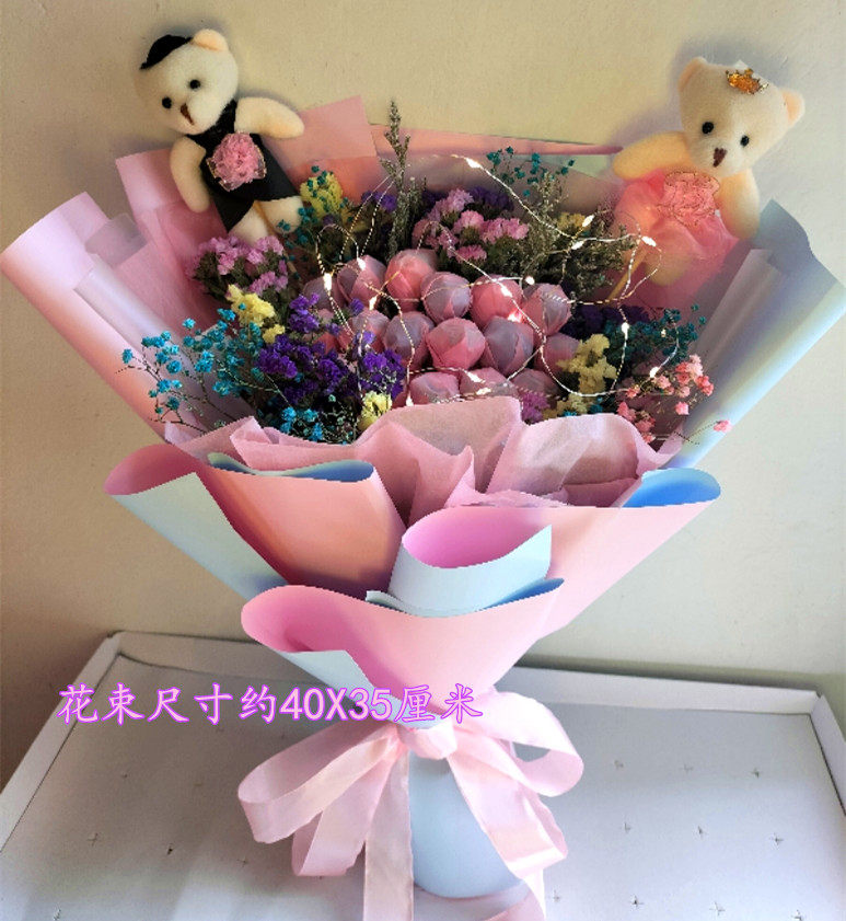 Shunfeng 99 Soap Rose Bouquet Emulation Flower Send Girlfriend Birthday Present Full of Star Dry Flower Rod Candy Bouquet