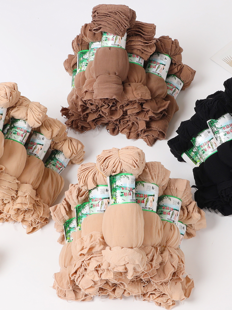 100双一次性袜子丝袜短款女士水晶丝透明肉色黑色批发薄春夏耐磨