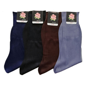 Shanghai Elderly Men's Loose-Fitting Peony Nylon Stockings, Mid-Calf Length, Summer Traditional Style, Thin Nylon Fabric for Seniors, Summer Thin Version