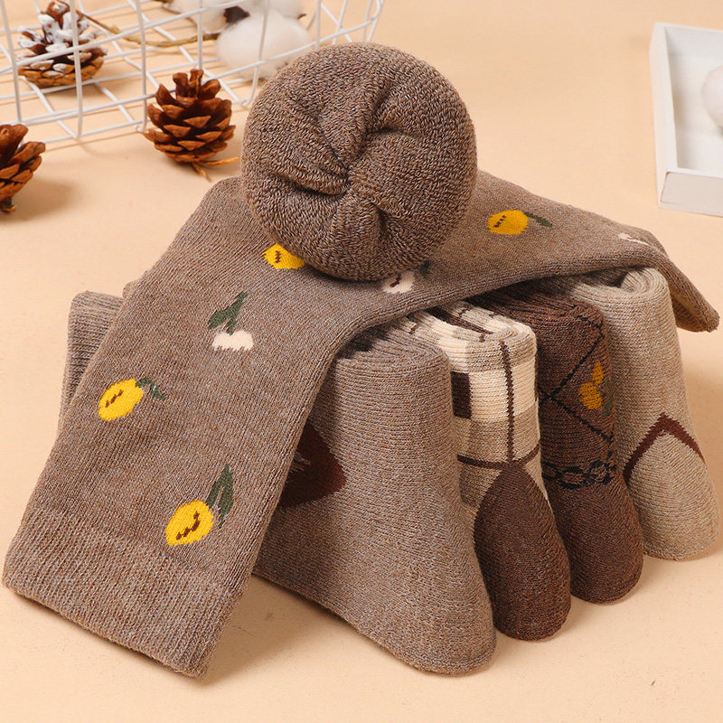 Plus Fleece thickened Sox Children's autumn Winter Warm Medium Cylinder Winter Snow long cylinder Winter Mauring Sleep lunar subfloor Sox-Taobao