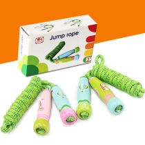 jaxtoy Wooden cartoon skipping rope Childrens sports wooden skipping rope kindergarten toy fitness color box