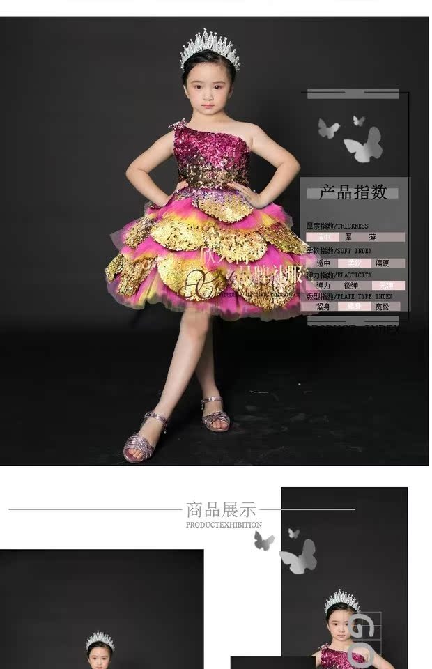 Trẻ em ăn mặc một vai trang phục cô gái hoa cưới váy công chúa váy cô gái chủ nhà sàn catwalk trình diễn catwalk váy cho bé