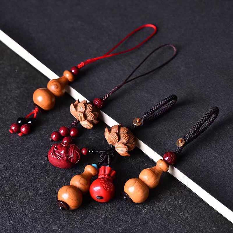 Walnuts Gourd Solid Lotus with natural original mine Sand Chaeurus Money Bag Small Beads Key Button Car Pendant Modern