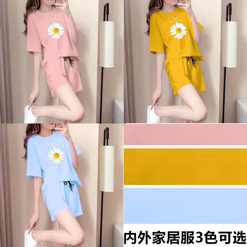 Шорты, спортивный костюм для отдыха, комплект, короткая летняя одежда, короткий рукав, для бега, сезон 2021 для девушки 