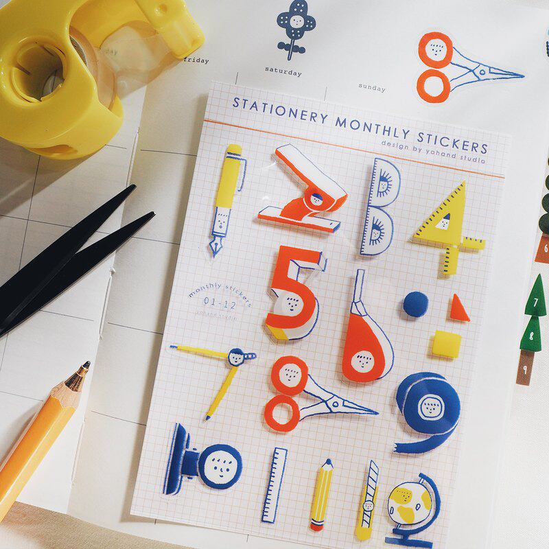 Taiwan right-handed Superman cute Japanese hand account stationery stickers girl heart hand account month label large sticker bag