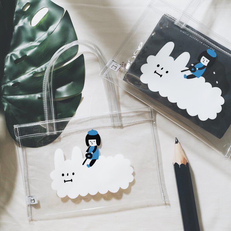 Right hand Superman cute cartoon multifunctional pencil case stationery pencil small storage bag transparent portable waterproof bag bag