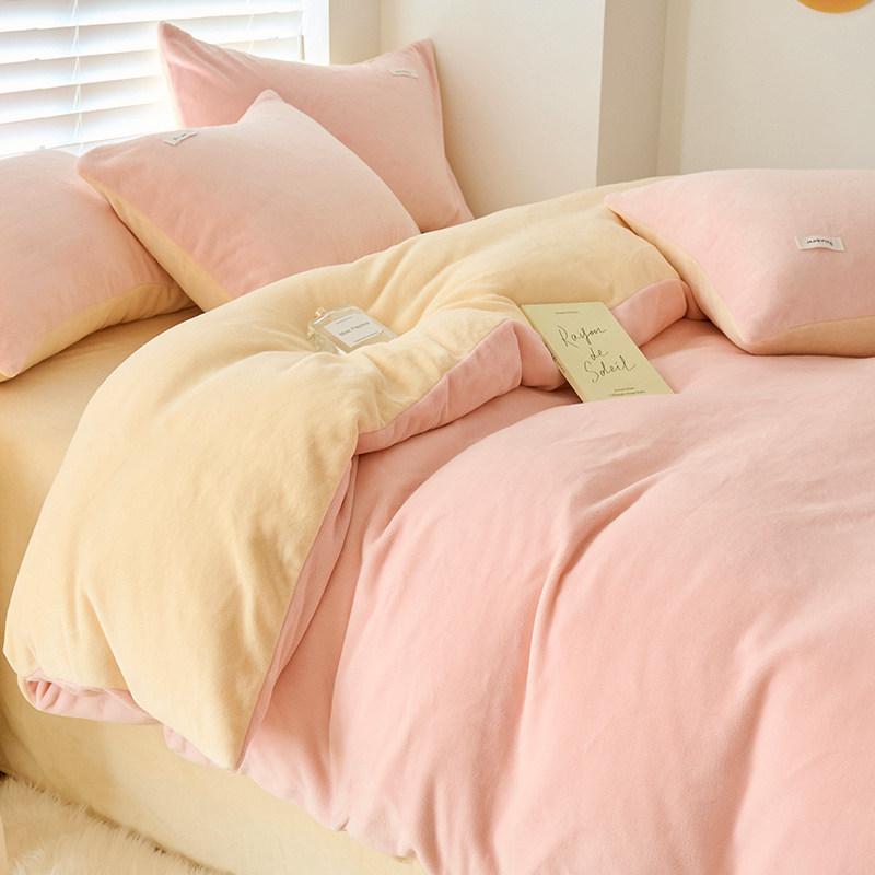 Thickened Autumn Winter Milk Suede Quilt Cover Coral Fleece Quilt Cover Single Piece 150x200 Flange Plus Suede Quilted By Single Bedding 4-Taobao