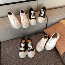 Mona Zhang Qixian with large shoes 2021 new Acido leather white shoes thick soled sponge cake canvas shoes women