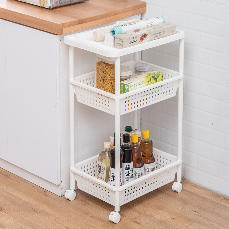 Kitchen rack floor multi-layer household trolley seasoning condiment multi-functional storage rack mobile rack