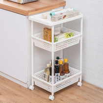 Kitchen shelve floor multilayer home small cart seasoning condiment multifunctional containing shelf mobile storage rack