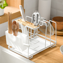 Multifunctional kitchen non-punching rack chopsticks cage cutting board tool pot cover integrated storage rack sitting knife holder
