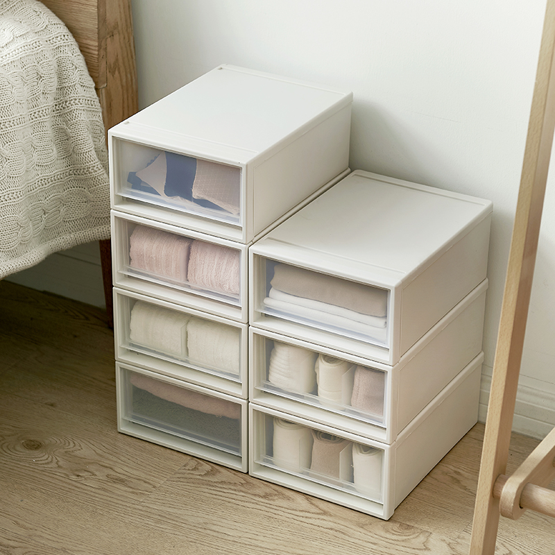 Japanese wardrobe storage box Plastic drawer storage box King size transparent finishing box Underwear storage box