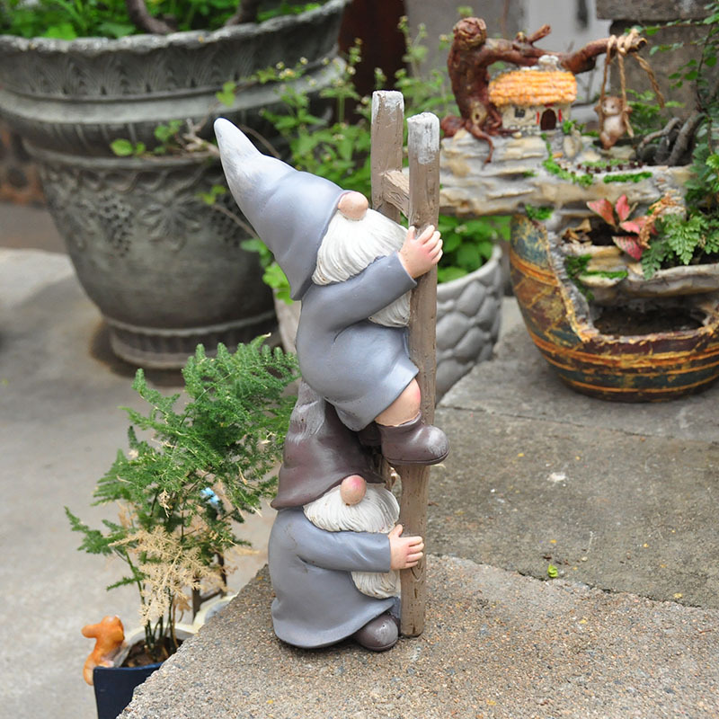 Rural Pastoral Retro Painted Garden Terrace Gnome Old Man Elf Scene Ornaments Decorations Gifts