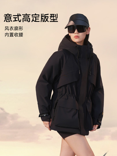 [Также как у Чен Хайю] Куртка-ветровка Gaofan, пятислойная, черно-золотая, с наполнителем из гусиного пуха, уличная пуховая куртка, женская зимняя короткая куртка