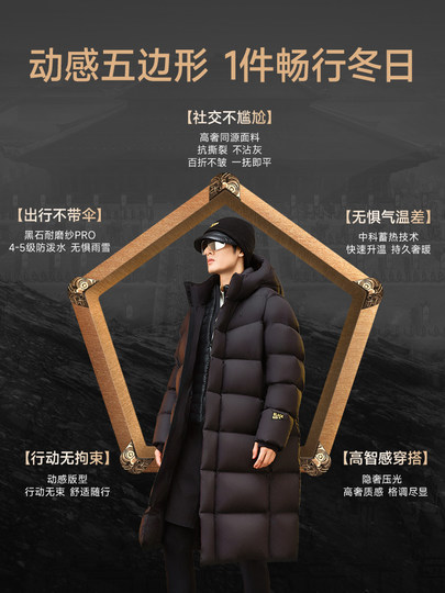 [Gaofan Black Gold Goose down Jacket]Functional 4.0 Eight-Grid Thickened down Jacket for Men and Women, Winter Warm Long Coat