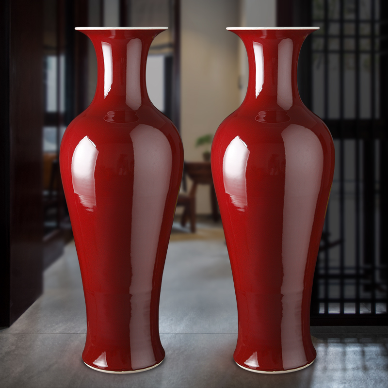 Jingdezhen Ceramic equipment Red Flowers Bottle New Chinese Flower Arrangement Instrumental Home Living Room Adornment collection Large number of code swinging pieces