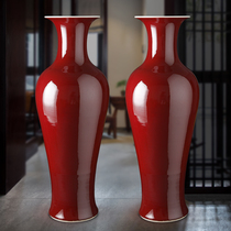 Jingdezhen Ceramic equipment Red Flowers Bottle New Chinese Flower Arrangement Instrumental Home Living Room Adornment collection Large number of code swinging pieces