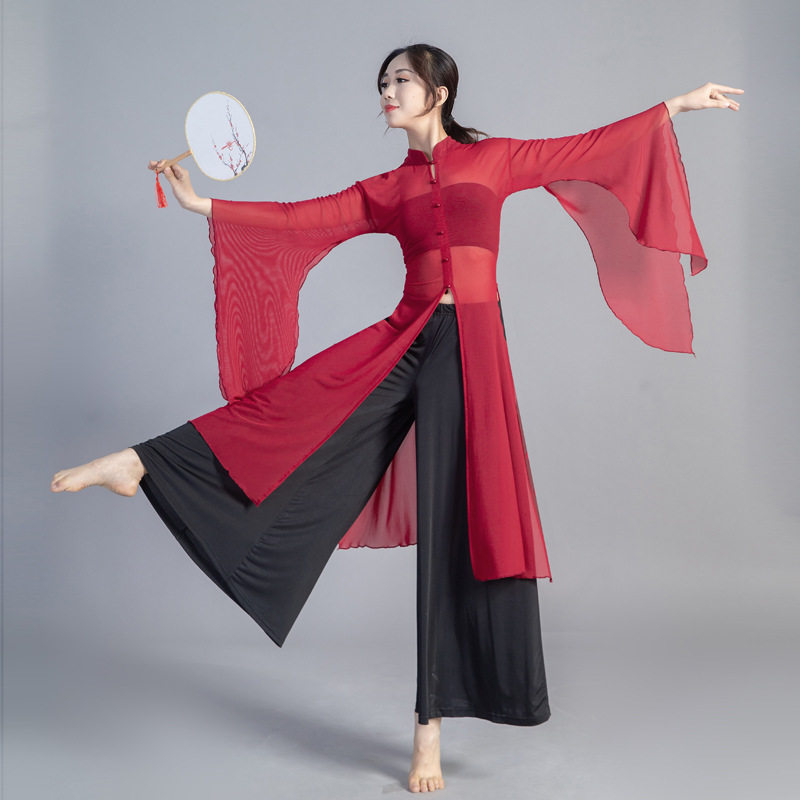 Classical dance practice clothing female elegant performance clothing Chinese style ethnic dance rhyme gauze dance rhyme yoga suit
