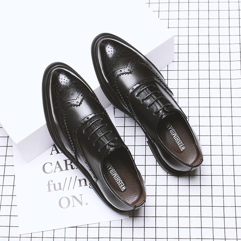 Summer Bullock Men's shoes Flowers Inglétide Shoes Leisure Business Positive Dress Leather Shoes Men's Pointed Black Wedding Shoes