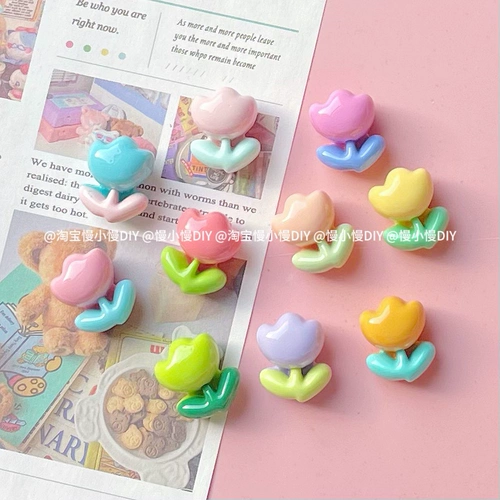 Пухлый глянцевый карамельный цвет тюльпана, цветы «сделай сам», кремовый клей, чехол для мобильного телефона, заколка для волос, декоративные аксессуары из смолы