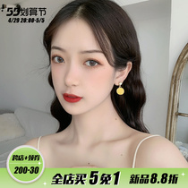 (clear bin benefits) yellow smiley face earrings silver pin s925 pure silver earrings pure silver everyday female earthen