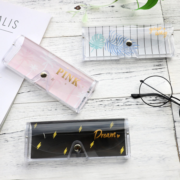 Transparent creative near eye mirror box girl students Korea cute little clear new eye case portable minimalist glasses case