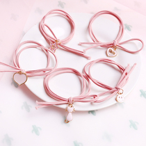 Hair ring head rope Korean small fresh simple personality Ponytail adult tie hair Rubber band Girl heart pink hair rope