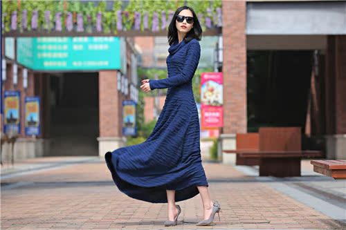 Đầm thu đông 2017 mới của phụ nữ cộng với áo dài tay Chất khí siêu mỏng Váy dài cỡ lớn đã mỏng đầm cho bé gái