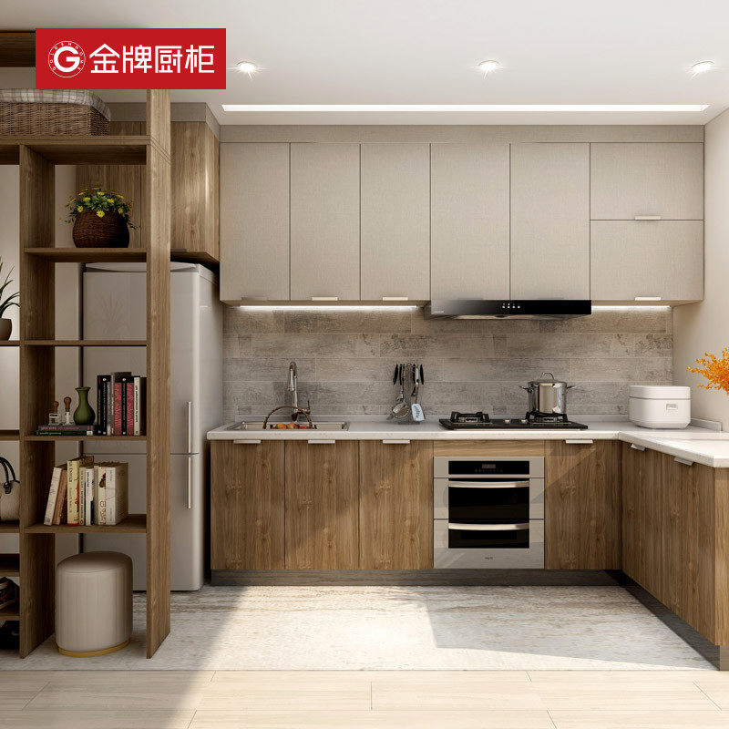 Gold medal? Car integral antibacterial integral cabinet custom quartz stone countertop kitchen? Car custom integral cabinet maple wood language 2