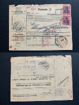 Foreign postal supplies early German package single card registered mail in 1919 rich stamps A1