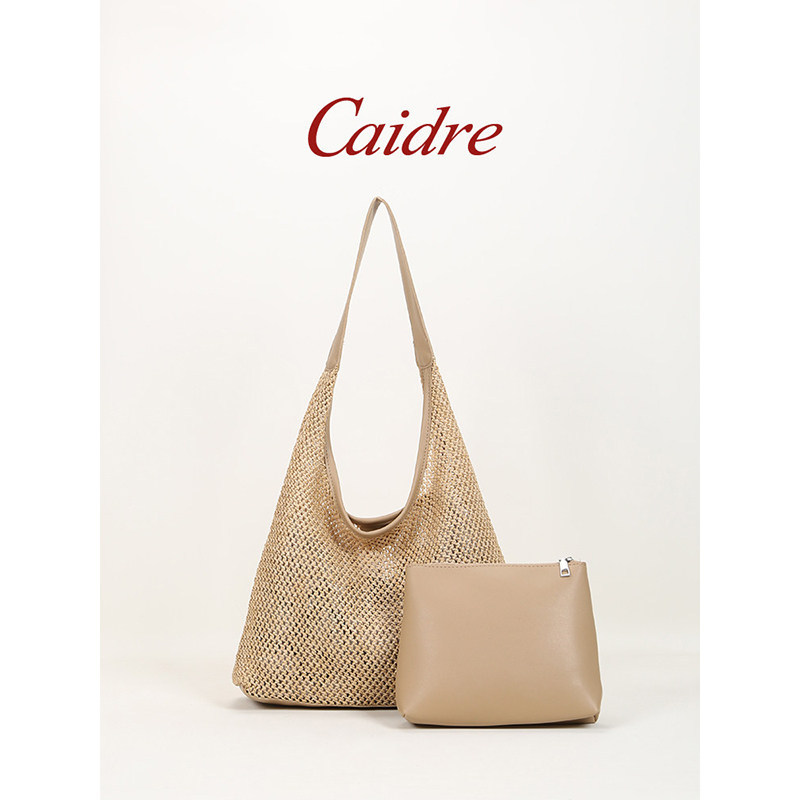 Caidre Summer Large-Capacity Straw Bag for Women 2026 New Style Seaside Vacation Woven Tote Bag Single Shoulder Mother-Daughter Bag