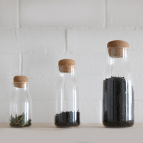 Spot Japan Imports Kinto soft wood stopper glass bottle transparent sealed tea containing bottle Home storage bottle