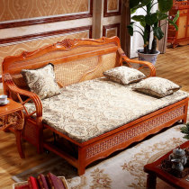 Indonesia real rattan sofa bed dual-use multi-function bed Folding telescopic rattan mat surface push-pull sofa bed Southeast Asian style