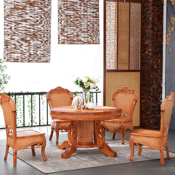 ໂຕະອາຫານຫວາຍ Round Dining Table Round Dining Table ຫົກຄົນ Rattan Dining Table Round Dining Table Rattan Art Dining Table Rattan Dining Table Rattan Wood Dining Table ໄມ້ແຂງ