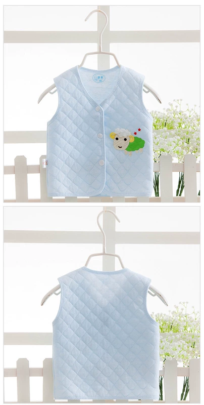 Áo vest mới cho bé mùa hè và mùa thu áo vest cotton sơ sinh chần mỏng phần bé ấm áp áo vest vai - Áo ghi lê quần áo trẻ sơ sinh