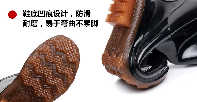Đôi sao nam và nữ gân gót giày mưa cao su ống cao su ống dài chống trơn trượt cộng với nhung nước ấm giày quá khổ - Rainshoes giày cao su đi mưa
