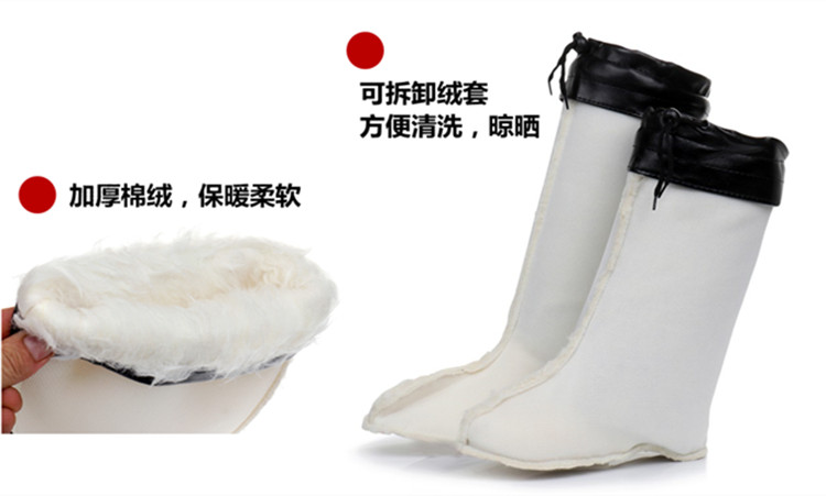 Đôi sao nam và nữ gân gót giày mưa cao su ống cao su ống dài chống trơn trượt cộng với nhung nước ấm giày quá khổ - Rainshoes giày cao su đi mưa