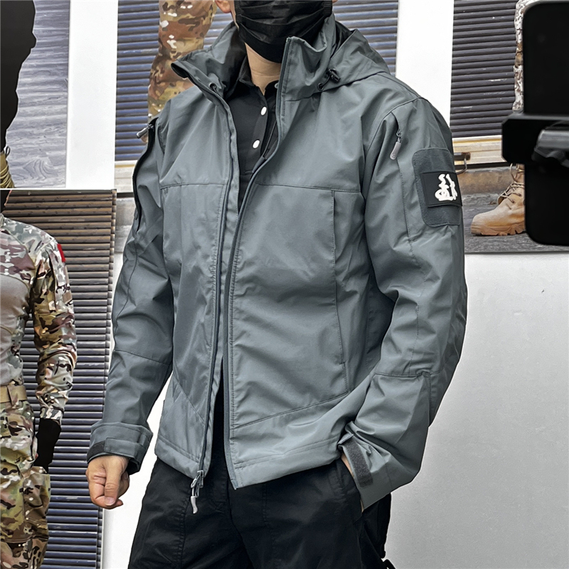 Autumn and Winter Men's Outdoor Fleece Tactical Jacket Soft Shell Jacket Waterproof Large Size Mountaineering Clothing Fleece-Lined Jacket Windbreaker