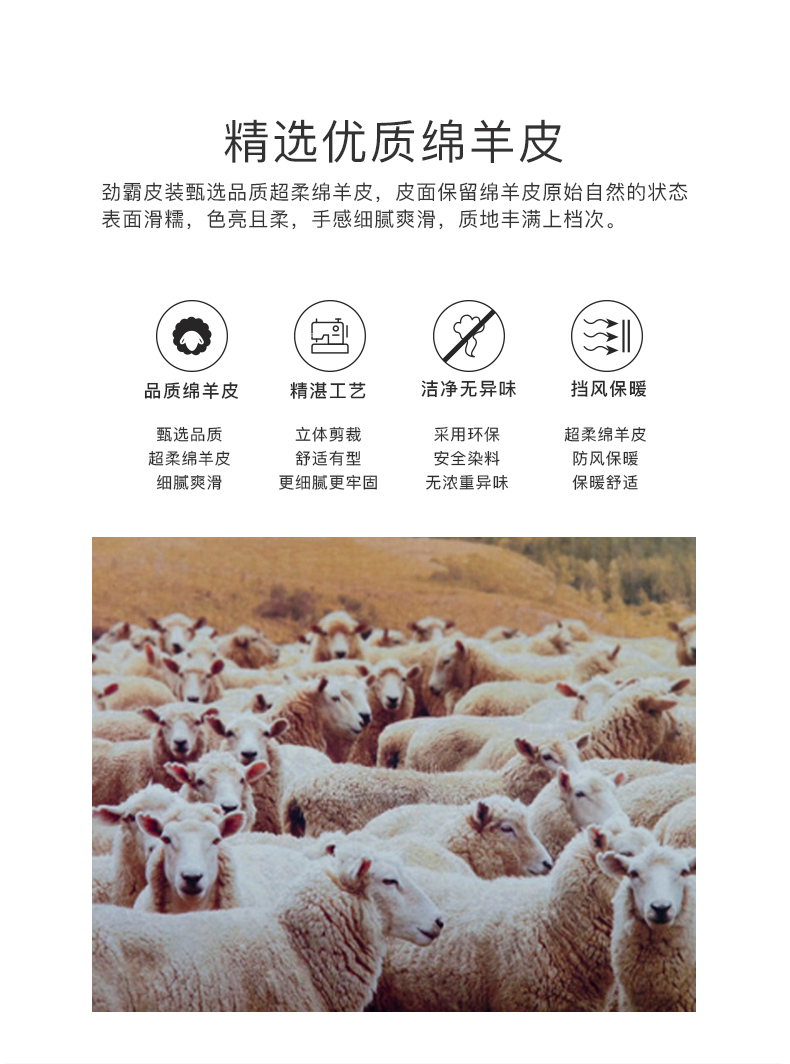 劲霸男装 秋冬新款 绵羊皮保暖羽绒服 进口水貂内领设计 图8