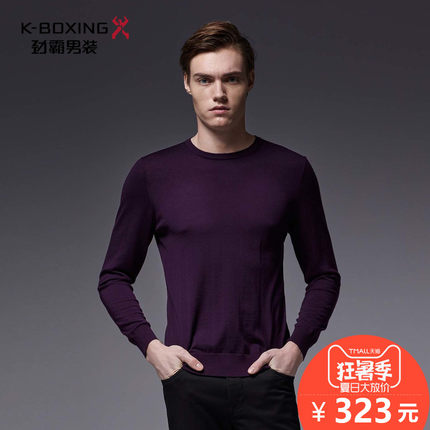 劲霸毛衣秋季纯羊毛圆领设计商务绅士针织衫男士个性|BYYL3008