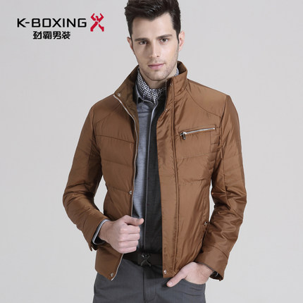 K-boxing/劲霸秋冬夹克羽绒服 男士商务短版修身立领羽绒外套