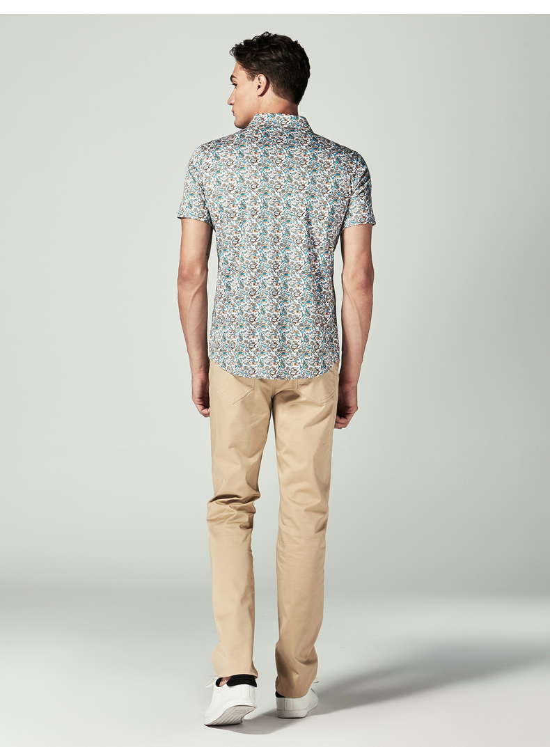 Jinba ngắn tay mercerized bông áo sơ mi nam cotton in áo sơ mi giản dị nam mùa hè áo sơ mi mới FDBL2398 sơ mi công sở nam