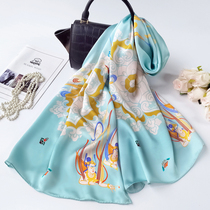 Dunhuang frescoes Chinese style spring and autumn silk scarf 100% mulberry silk scarf satin Hangzhou silk shawl gift