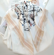18 Mmi spring luxury heavy white silk scarf big square scarf 90cm printed mulberry silk silk scarf Joker