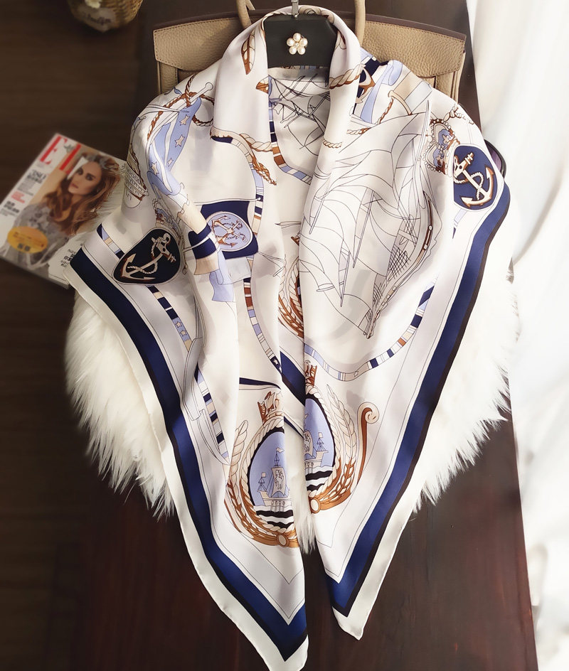 High-grade satin silk scarf women's large square scarf 110 Hangzhou silk shawl sunscreen mulberry silk scarf