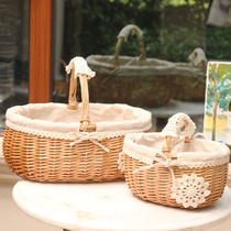 Rattan storage basket Willow fruit basket Portable vegetable