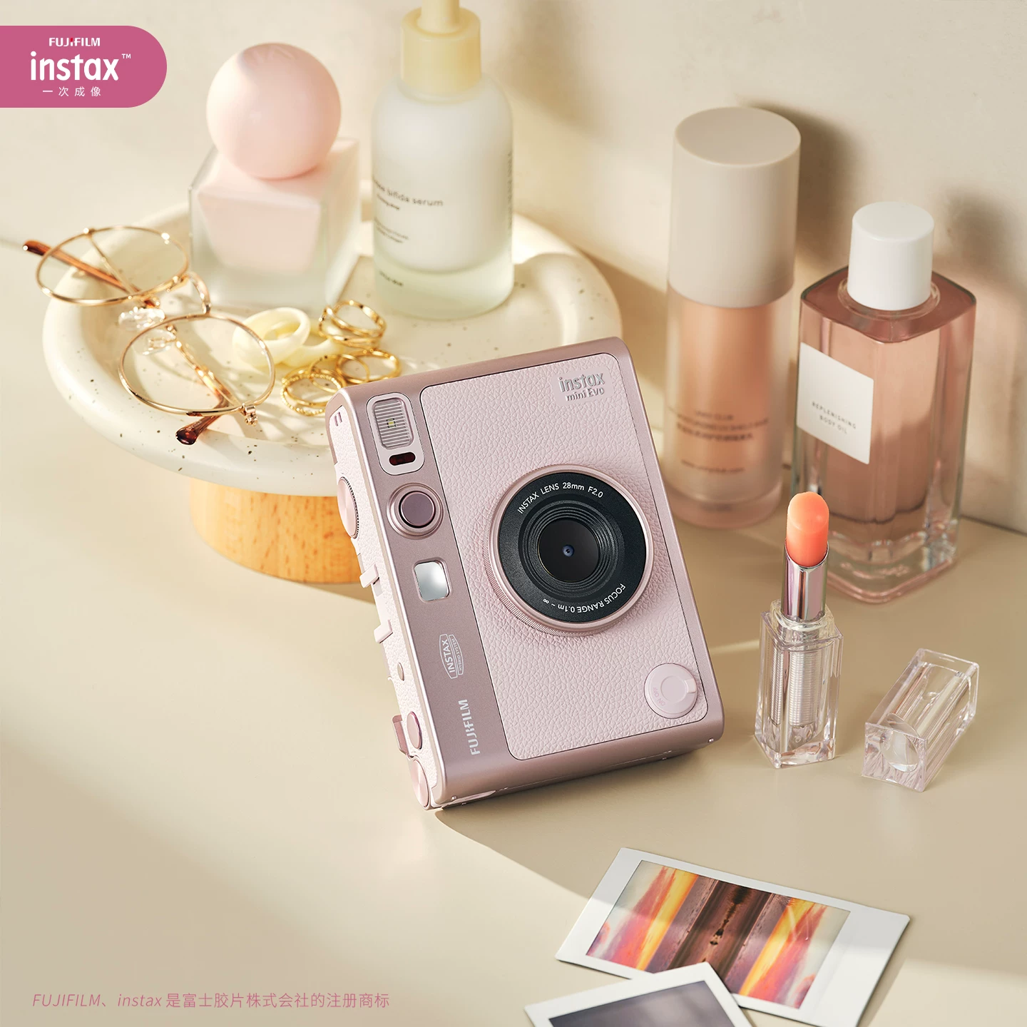 [520 Подарок] Фотоаппарат Fuji mini Evo Polaroid нежная роза Подарочная коробка One-shot цифровой аналог