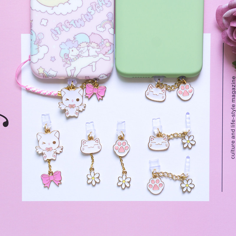 Cute butterfly knot kitty suitable for Apple charging plug Huawei data plug typec anti-dust plug