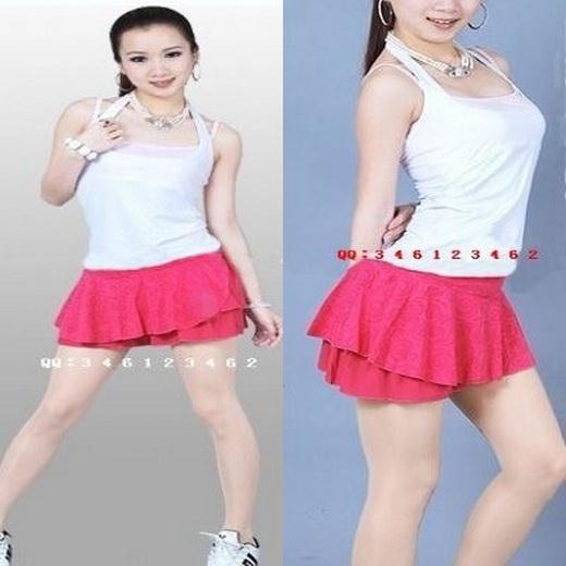 Phụ nữ mới váy thể thao váy váy vest quần vợt thể dục nhịp điệu váy cổ vũ màu trắng quần thể thao nữ dài